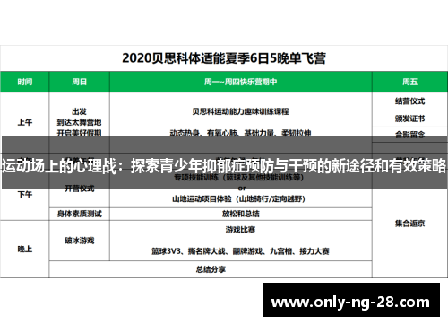 运动场上的心理战：探索青少年抑郁症预防与干预的新途径和有效策略